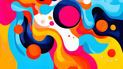 Fototapeta premium A visually appealing and minimalistic background, vibrant and dynamic abstract background with a riot of colors and shapes. showcasing a balanced arrangement of elements and a subdued color palette