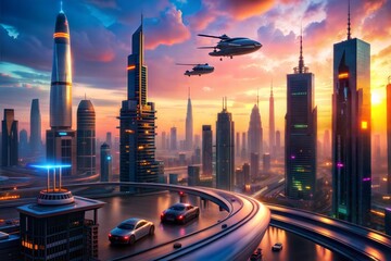 Naklejka premium city skyline at night
