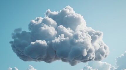 A three-dimensional depiction of a simple and fluffy cloud that looks realistic and detailed.