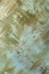dirty art background with brush strokes in olive blue color