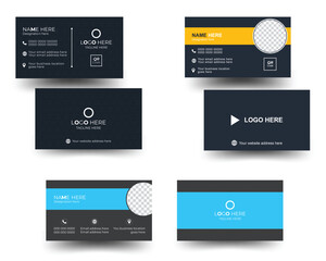 Set of modern business card print templates. Personal visiting card with company logo. Creative modern name card and business card. Creative layout corporate identity. Vector illustration.