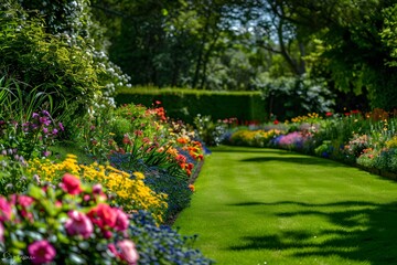 Beautiful garden full of flowers