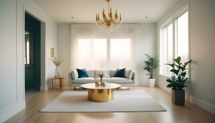 Fototapeta premium white and gold theme modern interior design