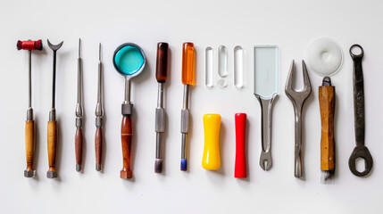 Glass repair finishing tools for leveling and polishing resin repairs isolated on white background