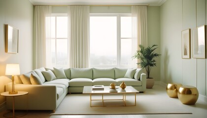 Fototapeta premium white and gold theme modern interior design