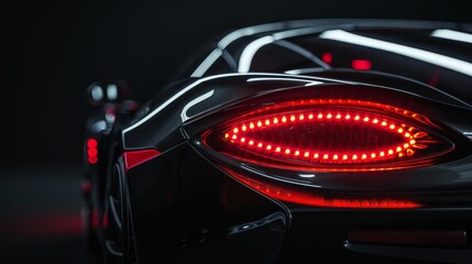 Black Sports Car with Red Taillights