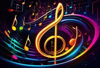radiant musical notes illuminating dim concept creativity inspiration, bright, luminous, glowing, shining, gleaming, sparkling, brilliance, luminescent