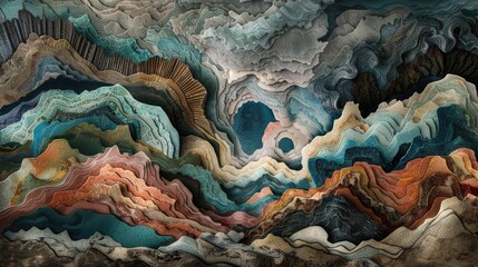 Fototapeta premium Landscape, peaks, valleys, tides.. Generative AI