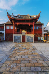 Fototapeta premium The Ancient Stage and Tourist Scenery of Zhouzhuang Ancient Town in Suzhou, Jiangsu Province, China