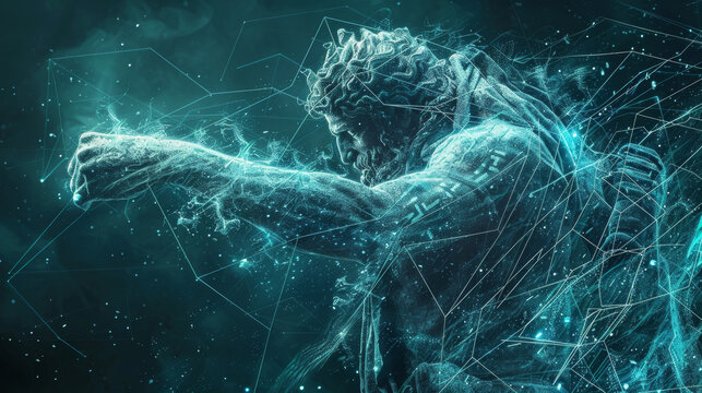 Full shot, full body details, war between Gods, Titans and Cyclopes
