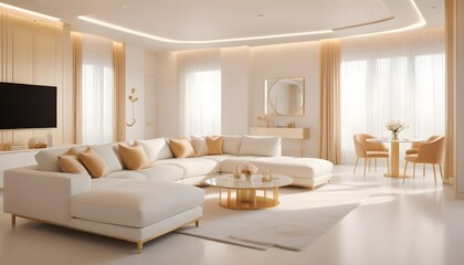 Fototapeta premium white and gold theme modern interior design
