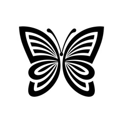 vector logo with a symmetrical butterfly design, black in color and suitable for use as a company logo