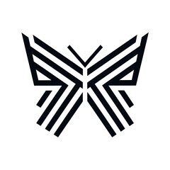 vector logo with a symmetrical butterfly design, black in color and suitable for use as a company logo