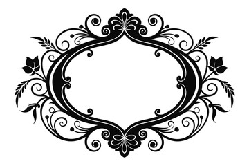 Vintage floral vector frame with ornate leaf and swirl design