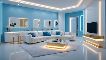 white and gold theme modern interior design