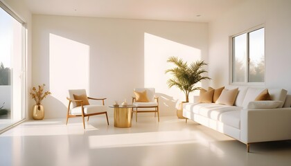 Fototapeta premium white and gold theme modern interior