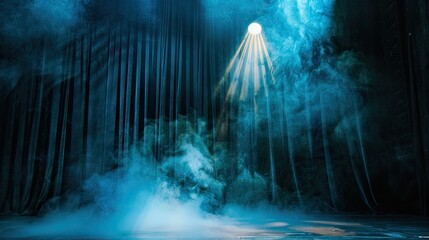 Obraz premium Spotlight black curtain smoke. Generative AI