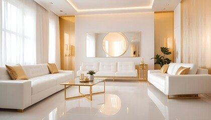 Fototapeta premium white and gold theme modern interior design