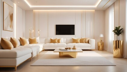 Fototapeta premium white and gold theme modern interior design