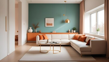 Fototapeta premium white and gold theme modern interior design