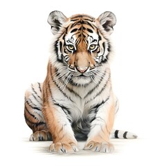 Fototapeta premium Thai tiger, watercolor, beautiful eyes and young