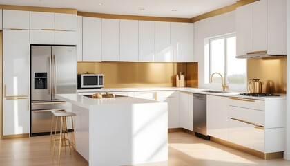 Fototapeta premium white and gold theme modern interior design