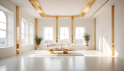 Fototapeta premium white and gold theme modern interior design