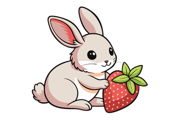 Cute pink Easter bunny with eggs, a fun spring vector illustration