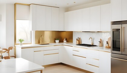 Fototapeta premium white and gold theme modern interior design