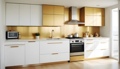 Fototapeta premium white and gold theme modern interior design