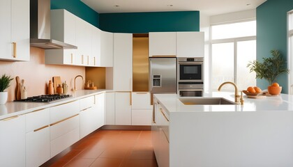 Fototapeta premium white and gold theme modern interior design