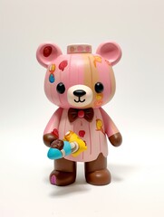 Beautiful and exquisite chocolate bear, decorated with desserts and cakes, birthday gift