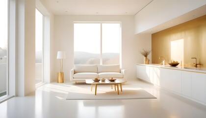 Fototapeta premium white and gold theme modern interior design