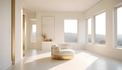 Fototapeta premium white and gold theme modern interior design