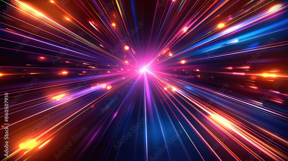 Leinwandbilder abstract colorful light rays background vector illustration design with a blur effect. central persp