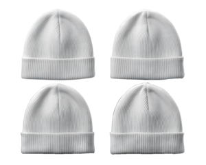 A Set of Blank White Beanie Mockup