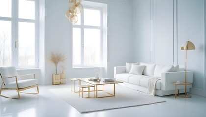 Fototapeta premium white and gold theme modern interior design