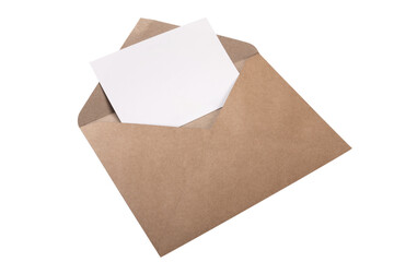 Recycled craft paper envelope PNG isolated on transparent background
