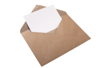 Recycled craft paper envelope PNG isolated on transparent background