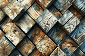 Obraz premium Wood background. Close-up of various textured wooden planks with distinct grains and patterns