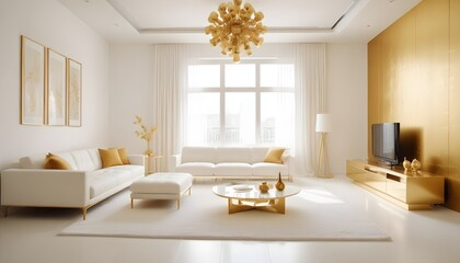 Fototapeta premium white and gold theme modern interior design