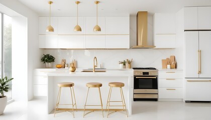 Fototapeta premium white and gold theme modern interior design