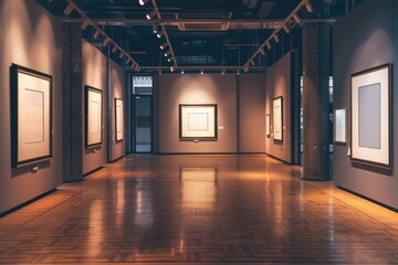 A empty room with several framed pictures on the walls, providing a blank canvas for creative expression