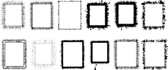 Grunge textured Square Frames Collection - Dripping, Spray Paint, and Distressed Borders