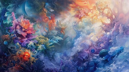 A panoramic oil painting