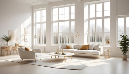 Fototapeta premium white and gold theme modern interior design