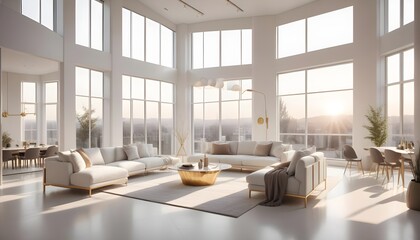 Fototapeta premium white and gold theme modern interior design