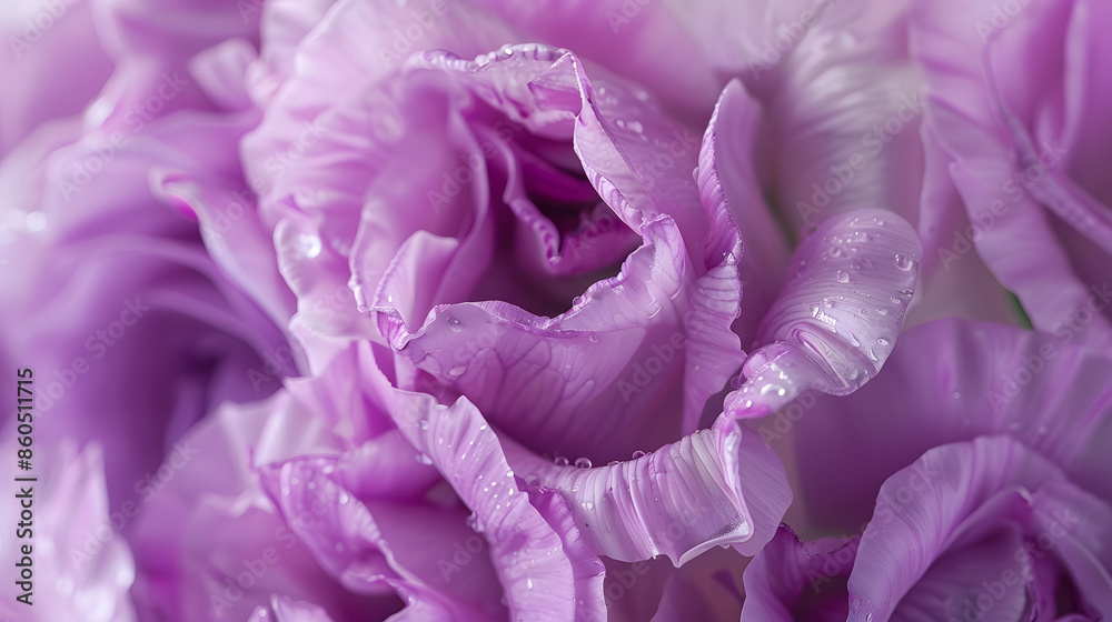 Poster violet eustoma flowers close up macro shot : generative ai
