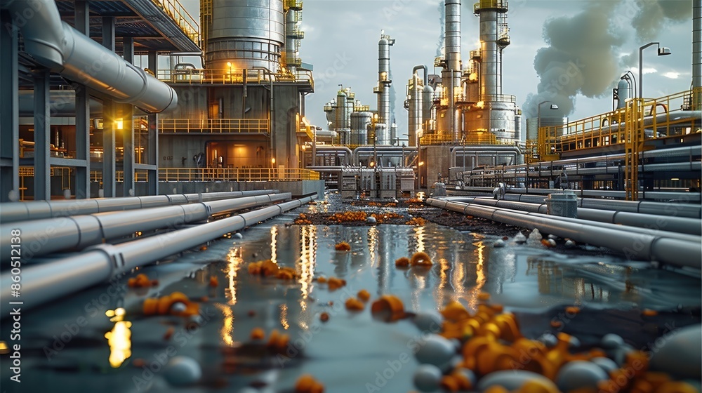 Poster the process of extracting oil from non-recyclable plastic waste using new technology. where plastics
