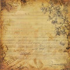 vintage plants paper with trees and flowers,  design grunge. scrap booking backgrounds, wallpapers with trees, plants and flowers.  vintage frame card design with copy space.